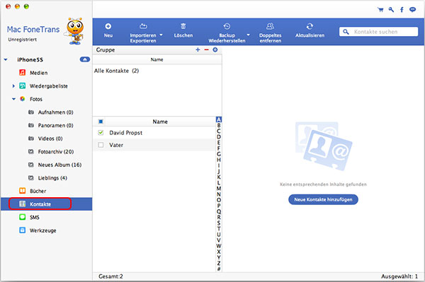 FoneTrans für Mac, alle Kontakte anzeigen