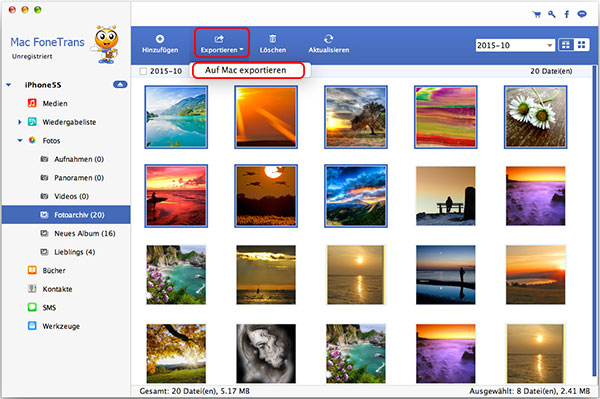 FoneTrans für Mac, Fotos vom iPhone exportieren
