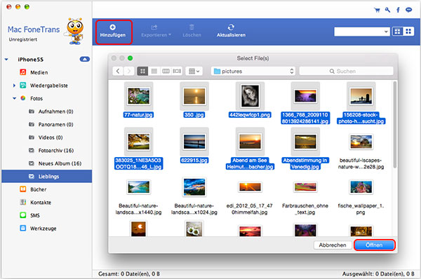 FoneTrans, Medien vom Mac zum iPhone importieren