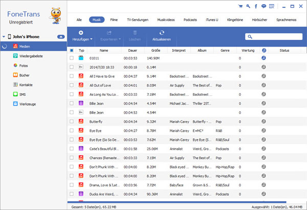 FoneTrans, Medien vom PC zum iPhone importieren