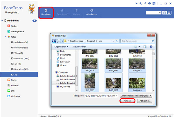 FoneTrans, Medien vom PC zum iPhone importieren