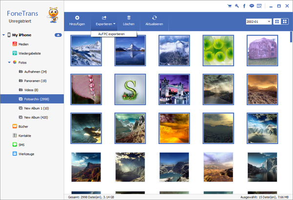 FoneTrans, Dateien vom iPhone zum PC exportieren