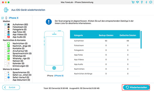 daten vom iphone ohne itunes backup oder icloud bakcup wiederherstellen mac