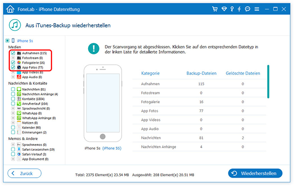 itunes backup vorschau, iphone fotos wiederherstellen