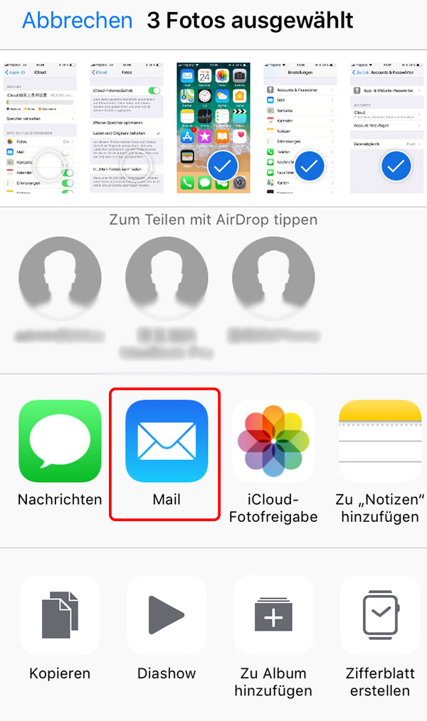 fotos vom iphone zum mac via email übertragen