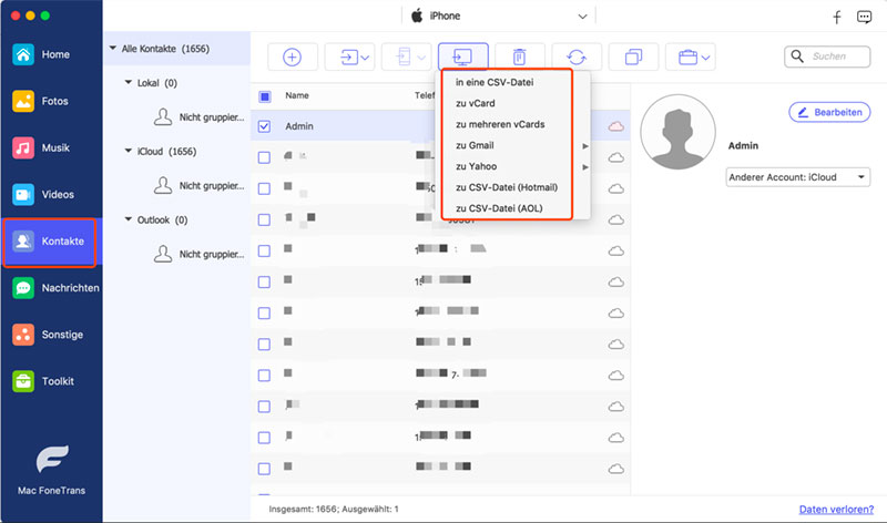 kontakte vom iphone auf den Mac kopieren