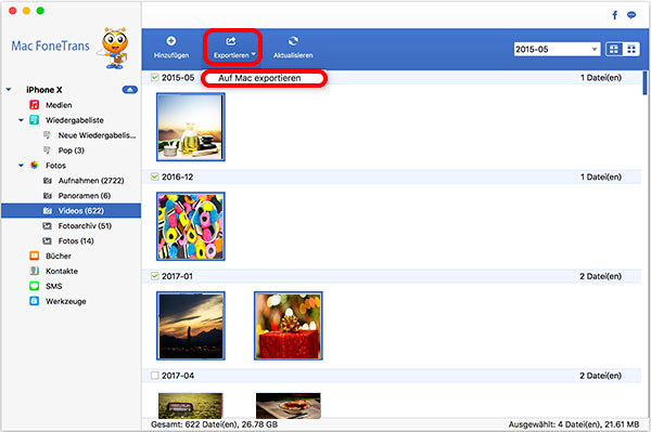 videos vom iphone zum mac übertragen