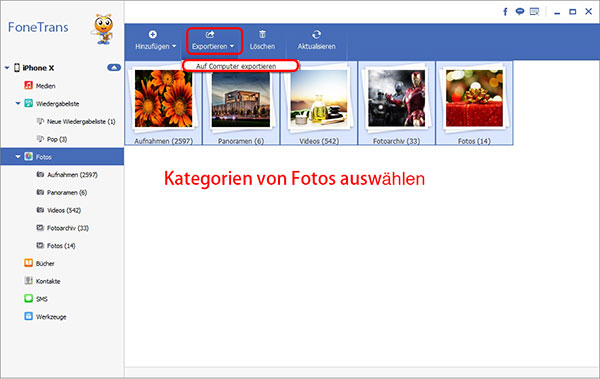 So übertragen Sie mit FoneTrans alle Fotos vom iPhone auf den PC