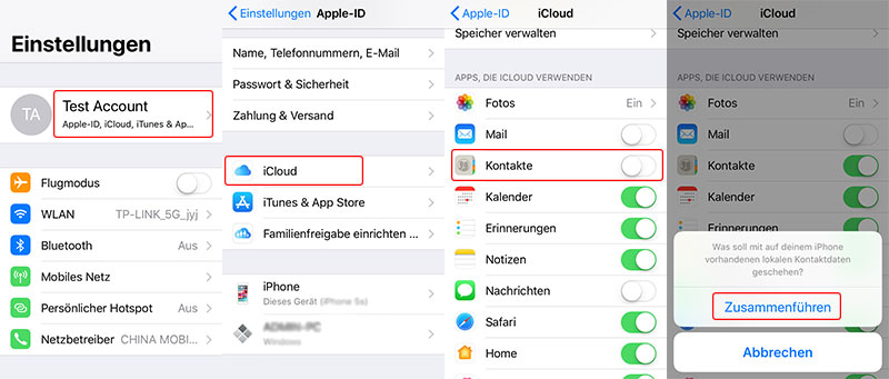 icloud kontakte synchronisierung