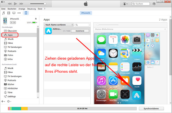 apps von itunes auf iphone übertragen