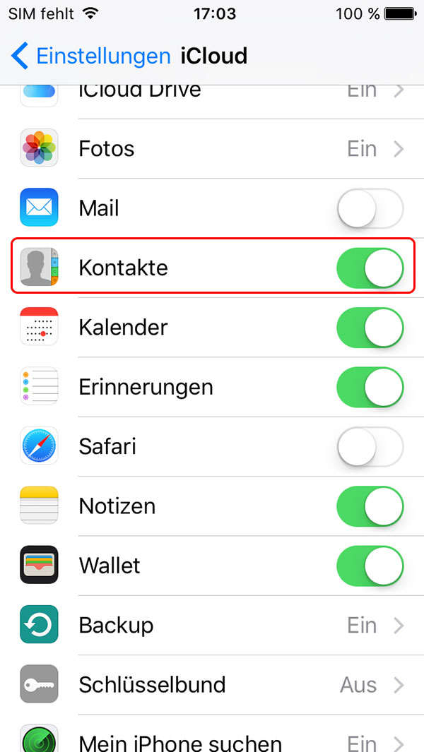 icloud kontakte