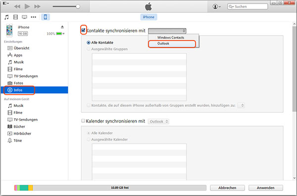 iphone kontakte in outlook übertragen