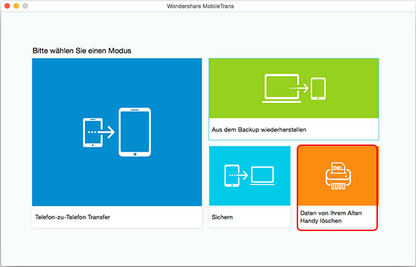 MobilTrans für Mac, Daten vom alten Handy dauerhaft löschen
