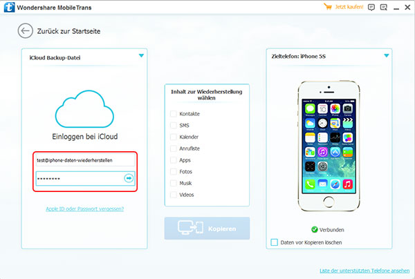 Daten von iCloud zum Android-Handy übertragen