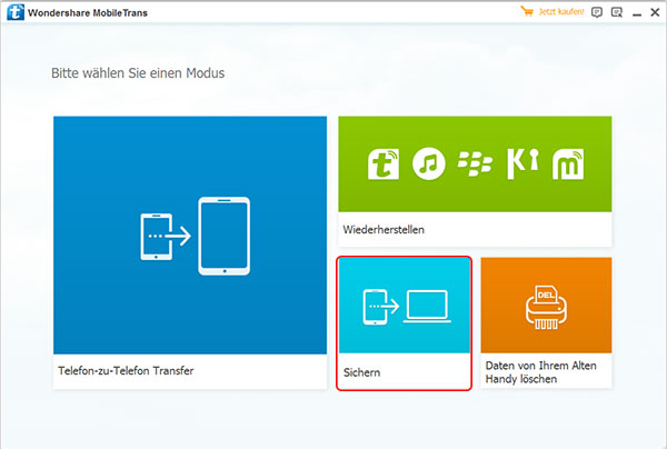 MobileTrans, Mobiltelefon Daten sichern und wiederherstellen