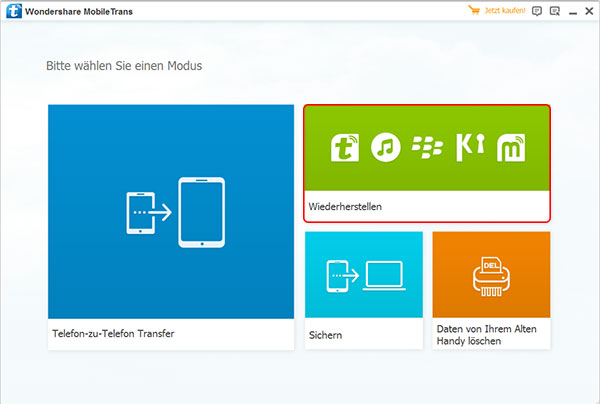 MobileTrans, Daten von der gespeicherten Backup-Datei wiederherstellen