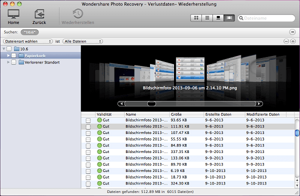 fotos wiederherstellen mac, scan ergebnisse