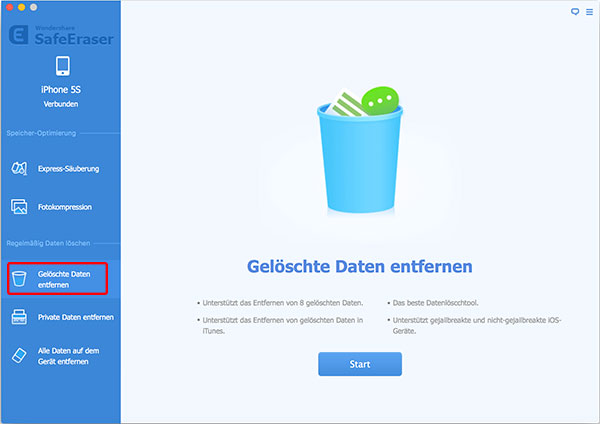 SafeEraser für Mac, gelöschte Daten entfernen