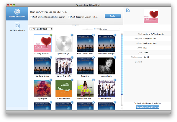 tidymymusik für mac, itunes mediathek